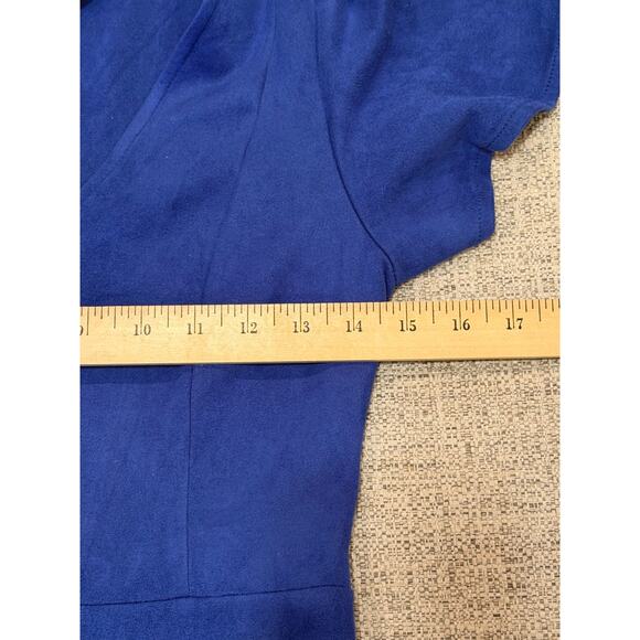 Lord & Taylor Design Lab Blue Faux Suede V-Neck Minin Dress Women's Size Small - Picture 4 of 9